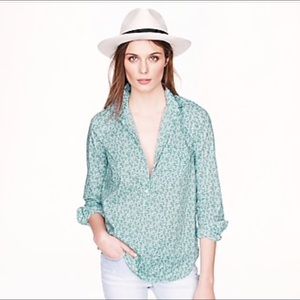 J Crew floral popover blouse